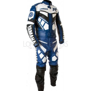 Yamaha R1 Classic Blue Biker Leather Motorcycle Suit